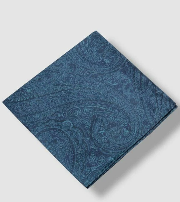 $35 Ryan Seacrest Men's Blue Paisley Printed Silk Pocket Square Handkerchief - Image 1 of 1