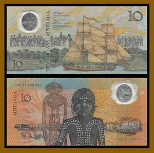 Australia 10 Dollars, 1988 P-49b Prefix AB No Date Cook's Ship Aboriginal (Cir) - Picture 1 of 1