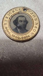1860 Ferrotype election campaign Token Herschel Johnson Stephen Douglas Democrat - Picture 1 of 8