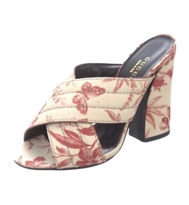 GUCCI ТУФЛИ МУЛЫ САНДАЛИИ CERISE ГЕРБАРИЙ WEBBY КРОССОВЕР $595 ЭТО 35,5 США 5,5 - Изображение 1 из 4