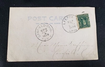 Antique 1906 Topographical Post Card w/ Green Benjamin Franklin 1c Stamp - Image 1 of 3