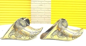 Brass horse stirrups Conquistador Style vintage Art deco Ornamental pair shoes - Picture 1 of 12