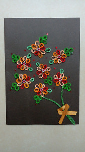Handmade Paper Quilling Flower Greeting Card With Envelop From Sri Lanka 15x21cm