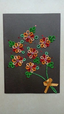 Tarjeta de felicitación hecha a mano de papel quilling flor con sobre de Sri Lanka 15x21 cm Foto 1 de 4