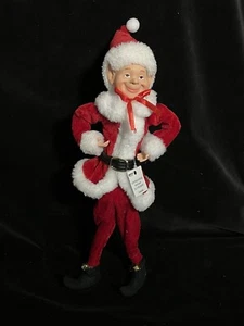 NEW CHRISTMAS PIXIE ELF 15" DECORATIVE REDWIREFRAME DOLL - SANTA JR. ELF - Picture 1 of 6
