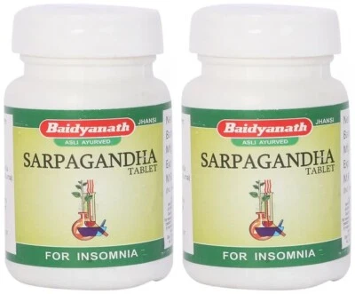2 paquetes de tabletas de Baidyanath SARPAGANDHA (50 pestañas) ayurvédicas útiles en el insomnio Foto 1 de 4