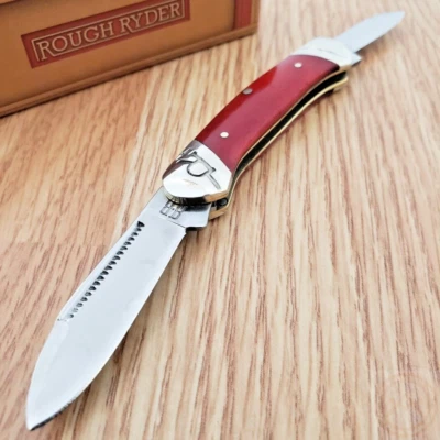 Rough Ryder Mini Canoe Pocket Knife Stainless Steel Blade Red Smooth Bone Handle - Image 1 of 4