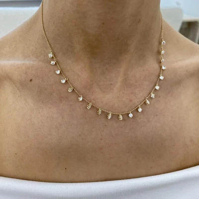 6 Ct Designer White Diamonds Necklace,Yellow Finish -No Tariffs. - Image 1 of 4