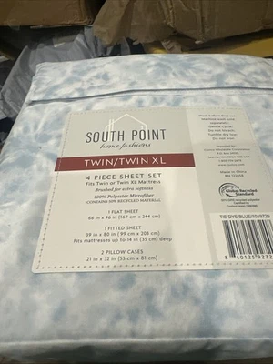 South Point Home Fashions Twin/Twin XL, Juego de Sábanas 4 Piezas Tie Dye Azul Foto 1 de 3
