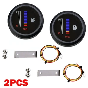 2Pc 12/24V 2" 52mm Car Motorcycle Fuel Level Meter Gauge LED Digital 10 Grid - Picture 1 of 14