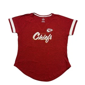 Kansas City Chiefs Shirt Womens XXL Red White V Neck Short Sleeve Majestic NFL - Picture 1 of 12