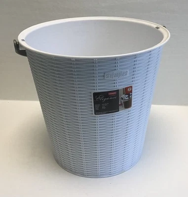 Stefanplast Mehrzweck Eimer Elegance 10 l Weiss Weidenkorb-Optik SoftTouch Griff - Bild 1 von 4