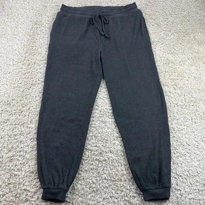 Pantalón Jogger J Crew Cepillado Acanalado Para Mujer Talla Grande Negro Elástico Suave Foto 1 de 4