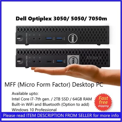 +DELL 7050 Micro i7-7700 2TB SSD 64GB RAM HDMI DP  Desktop PC WiFi Bluetooth VAT - Image 1 of 4