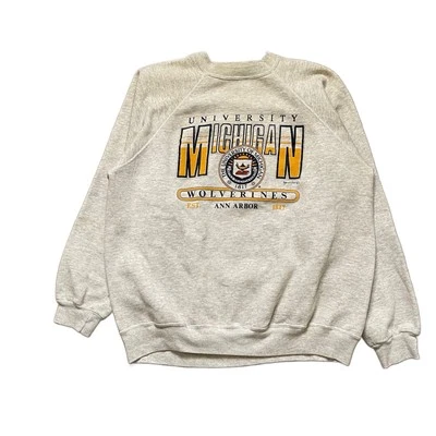 Sudadera gris cuello redondo vintage de la Universidad de Michigan  Foto 1 de 4