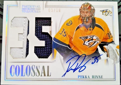 2013-14 National Treasures Pekka Rinne Colossal Patch Autograph 09/10 - Image 1 of 2