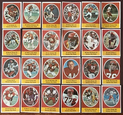 1972 Sunoco NFL (Chiefs) 24 Stamp Comp. Set w/7 HOFs USED "Beauties" w (7-MINT) - Image 1 of 4