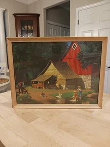 Paul Detlefsen Vintage Framed Print Barn Farm , Great Condition, 15" by 11.5" - Picture 1 of 8