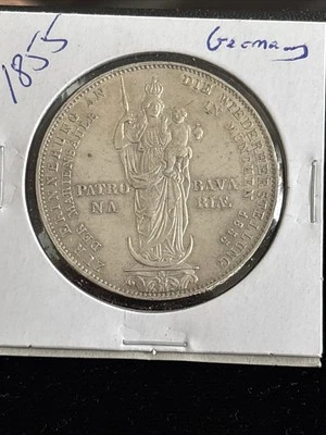 1855 Bavaria Germany Maximilian II 2 Gulden .900 Silver Coin - Image 1 of 4