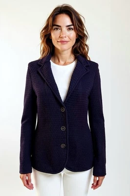 Talbots Purple Merino Wool Knit Blazer Sweater Jacket MP Petite Preppy Academia - Image 1 of 4