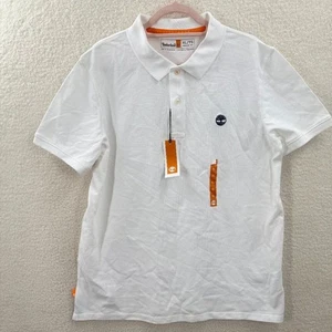 Timberland Herren einfarbig weiß Kragen Polo T-Shirt normale Passform Gr.XL neu mit Etikett - Bild 1 von 7