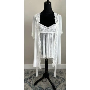 NWOT In Bloom Women's Cut White Boho Chic Bridal Lingerie Set Robe/Slip Size S - Picture 1 of 14