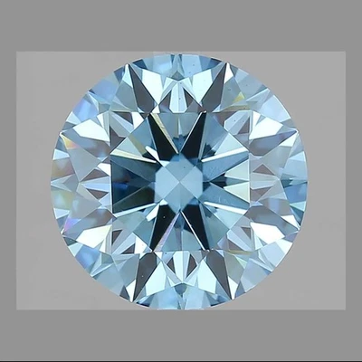 Loose CVD Lab-Grown Diamond 6.50 mm Fancy Blue Round VVS Certified Diamond - Image 1 of 3