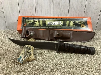 Marbles Jet пилот Bowie нож фиксированное лезвие MR246 ножны кожаная ручка 13» новый в коробке - Изображение 1 из 4