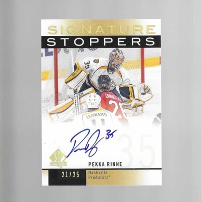 2012-13 SP Authentic NHL Signature Stoppers Auto #21/25 **RARE**  PEKKA RINNE - Image 1 of 2