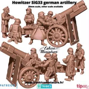 WW2 German Artillery Howitzer SiG33 w/ Crew Set (3D PRINTED) - Picture 1 of 2