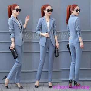 Women Formal Pant Suit for Weddings Party 2PCS Coat Office Uniform Suit SZ - Picture 1 of 14