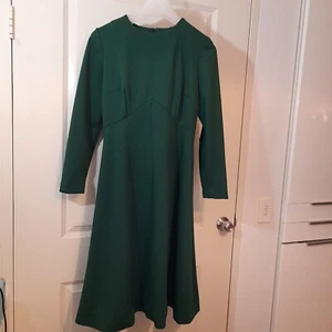 Vintage 70s 60s Retro Dark Green Midi Party Cocktail Dress M fits size 10 - Picture 1 of 10