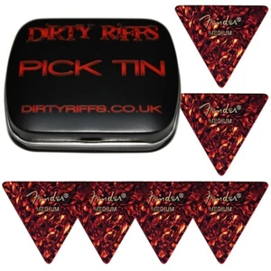 6 selecciones de guitarra Fender 355 medianas con carcasa de celuloide púas en una lata de selección - Imagen 1 de 1