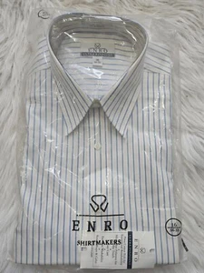 SIZE 16 34/35 ENRO (NEW) Blue Yellow White Striped Long Sleeve Shirt Lot #72 - Picture 1 of 2