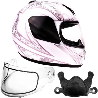 Casco de moto de nieve jóvenes niños blanco rosa mariposa DOT trineo máquina de nieve Foto 1 de 4