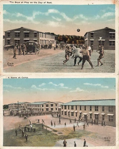 LOTE DE 2 POSTALES VINTAGE DEL CAMPAMENTO DEL EJÉRCITO DE LA PRIMERA GUERRA MUNDIAL NIÑOS EN JUEGO Y ESCENA DE GENERACIÓN 1918 100923 S - Imagen 1 de 5