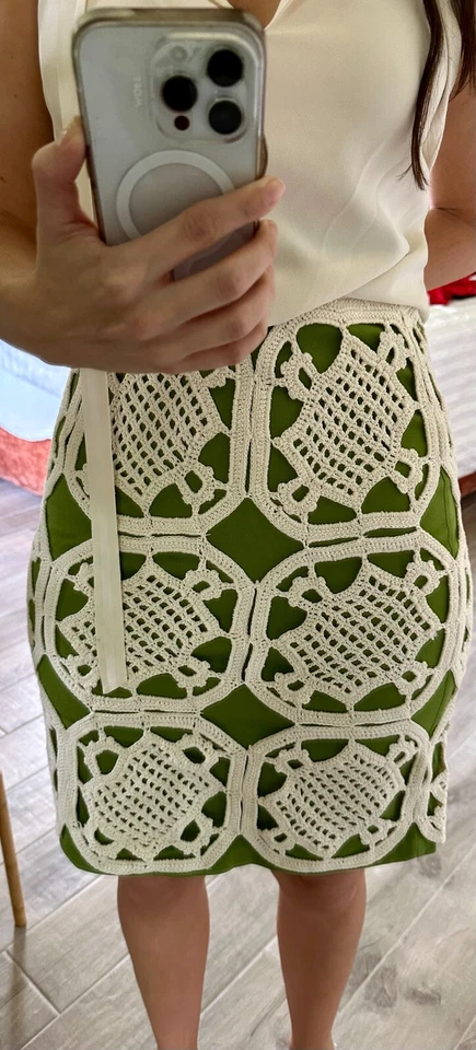 Falda lápiz elástica verde y crema Tory Burch, talla XS Foto 1 de 4