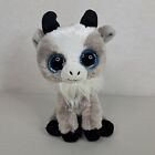Ty Silk Gabby Goat Stuffed Animal 7? Plush Gray White Beanie Boo Blue Eyes