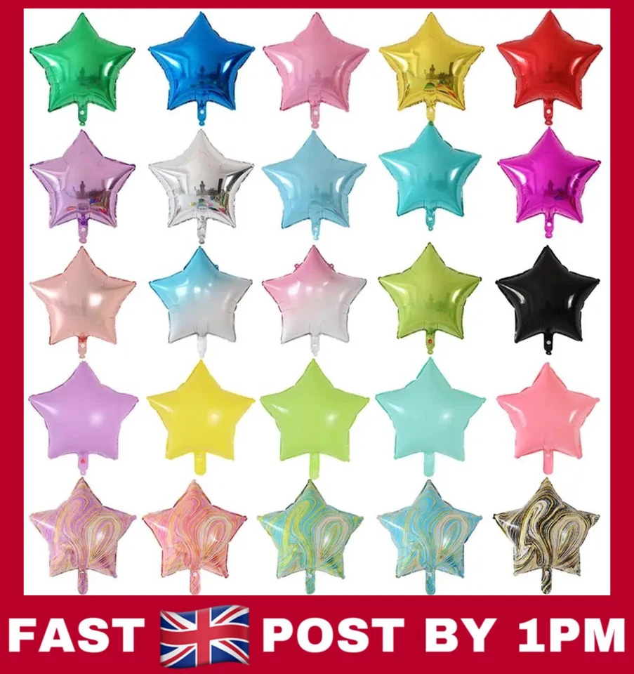 5 фольгированных воздушных шаров в форме звезды 18 дюймов для вечеринки свадьбы дня рождения поплавок с гелием - Изображение 1 из 4