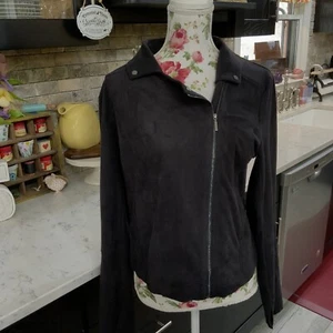 Lysse Vegan Faux Suede Moto Jacket Black Size Large New With Tags $148 Soft - Picture 1 of 16