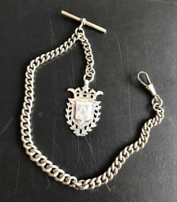 MASONIC ANTIQUE HALLMARKED 1922 SILVER FOB & SINGLE ALBERT GRADUATED WATCH CHAIN - Image 1 of 4