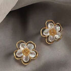 Fashion 18K Gold Plated White Flower Stud Earrings Womens Jewellery Accessories