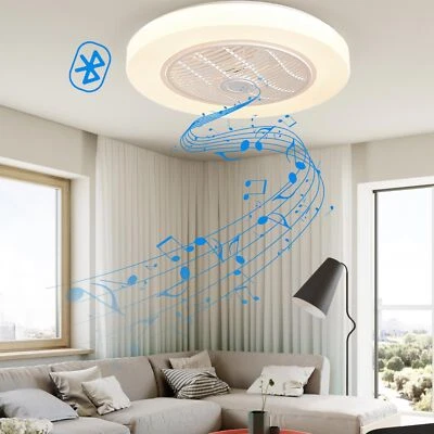 TCFUNDY 22" Ceiling Fan with Light Bluetooth Speaker App & Remote Ceiling Lamp - Image 1 of 4