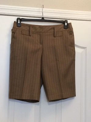 Ann Taylor LOFT Dark Beige/Beige Striped Bermuda Shorts. Size 6P. Excel. Cond. - Image 1 of 4