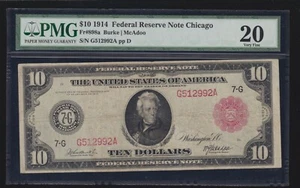 US 1914 $10 FRN Chicago Red Seal Note FR 898a PMG 20 VF (992) - Picture 1 of 2