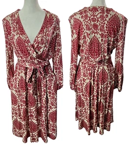 MAXMARA Weekend Susa Paisley Print Dress Sz XL Maroon Midi Long Sleeve 75-16 - Picture 1 of 16
