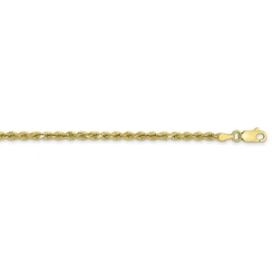 Real 10kt Yellow Gold 3mm Semi-solid Diamond Cut Rope Chain - Picture 1 of 3