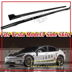 Unpainted 17-24 Fit For Tesla Model 3 Fastback 4D Side Skirts Extension Body Kit - Foto 1 di 5