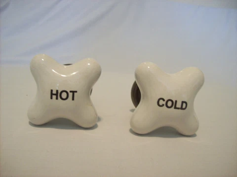 Porcelain Cross Hot Cold Door Handles Cover