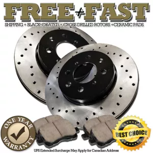 H0072 FRONT Premium BLACK Drilled Brake Rotors Pads FOR 1998 1999 Acura CL 2.3L - Picture 1 of 5
